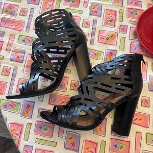Black Caged Heels